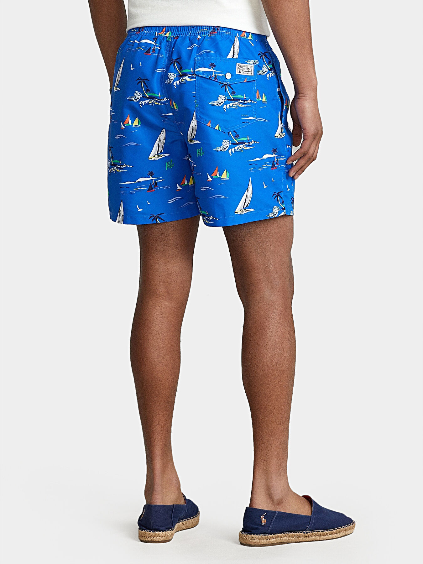 Blue beach shorts with print brand POLO RALPH LAUREN —  Globalbrandsstore.com/en