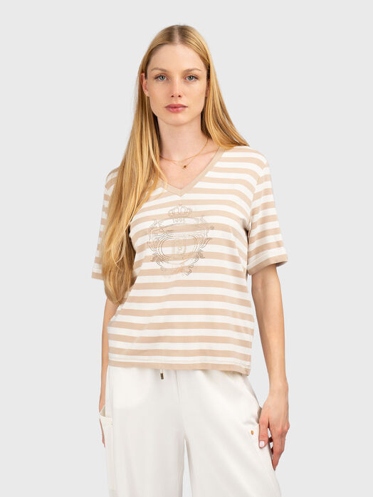 Striped V-neck T-shirt