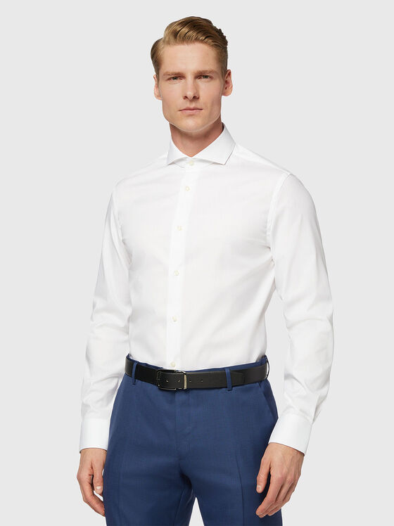 Памучна риза в бял цвят - 1