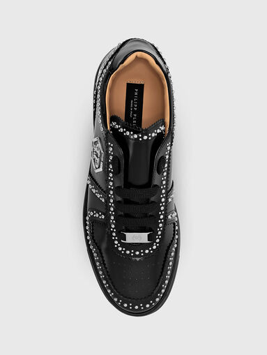 Black leather shoes with accent eyelets  - 5