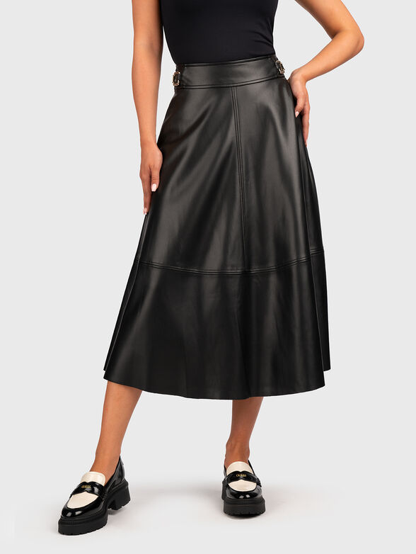 Black midi skirt in eco leather - 1