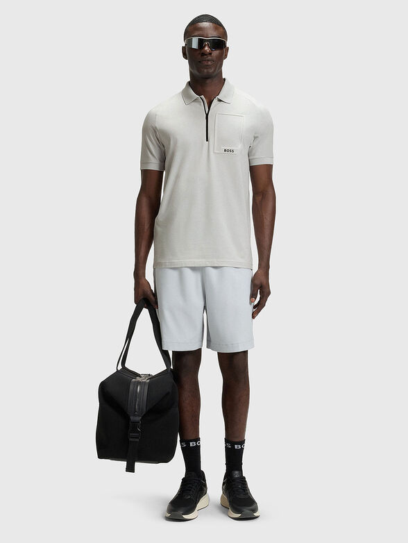 Cotton polo shirt with zip - 2