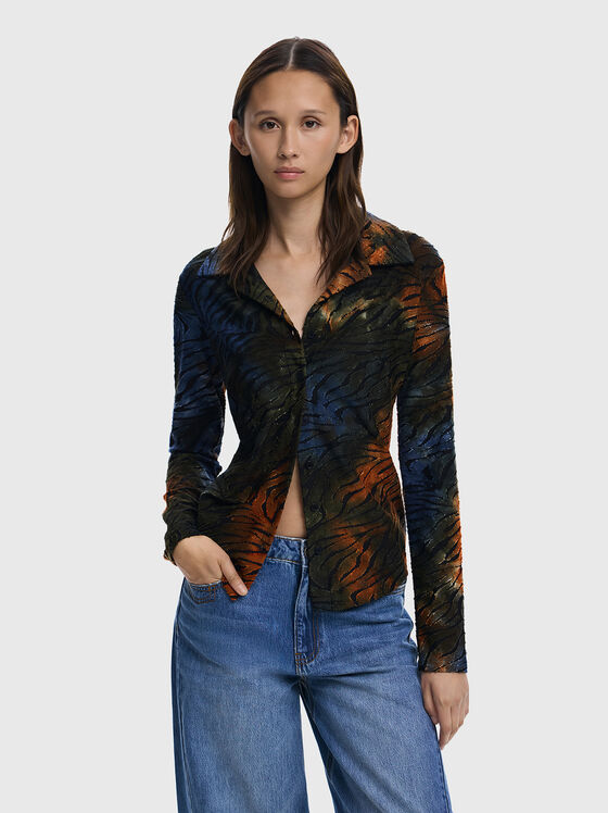 Риза с дълъг ръкав и акцентни накъсвания - 1