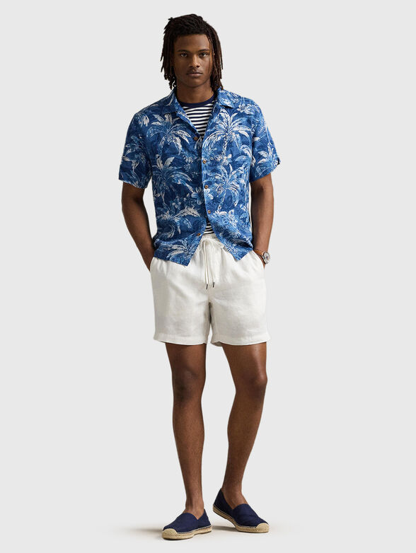 Linen shirt with tropical print - 2