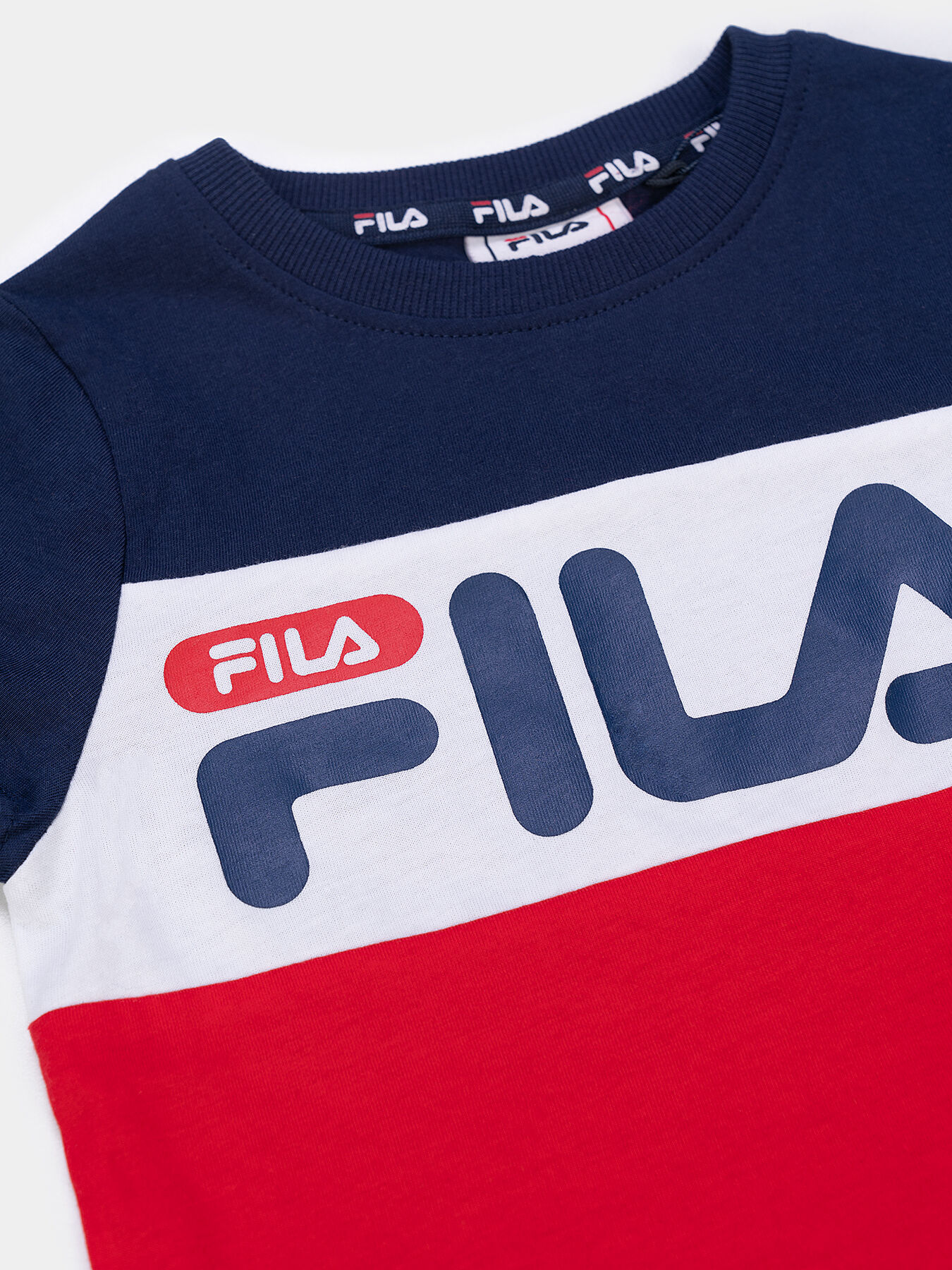 ■FILA■ Cool 3-stage logo short-sleeved T-shirtFS2RSH2107XD FILA Women's 3X Blue Short Sleeve Logo Graphic Ahead of the