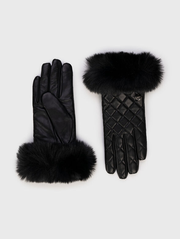 Leather gloves with quilted effect  - 1