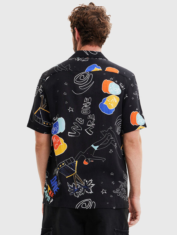 RON black shirt with short sleeve and print - 3