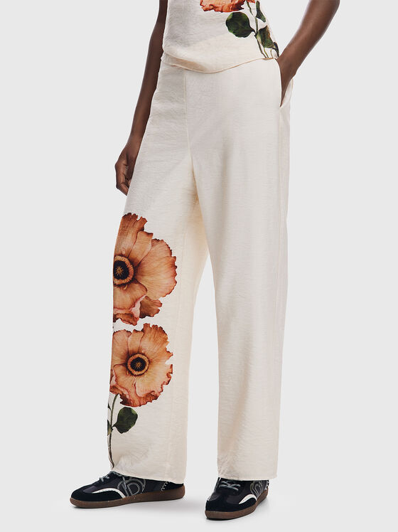 Панталон с флорален принт - 1