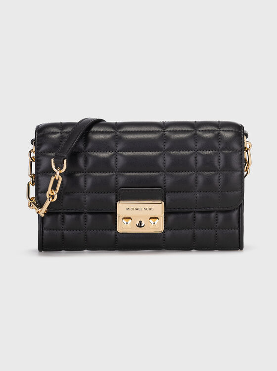 Leather crossbody bag with quilted effect - 1