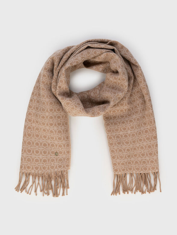 Long wool blend scarf with accent print - 1