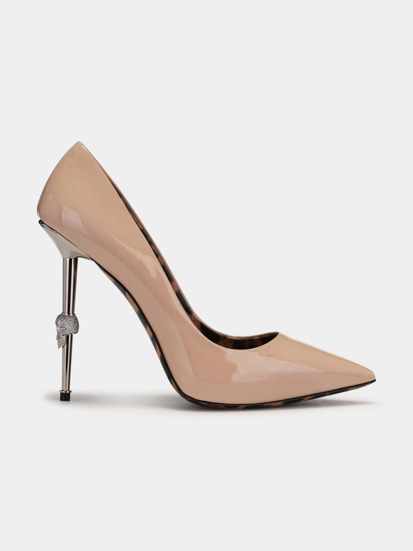 Beige high-heeled shoes with logo accent brand PHILIPP PLEIN