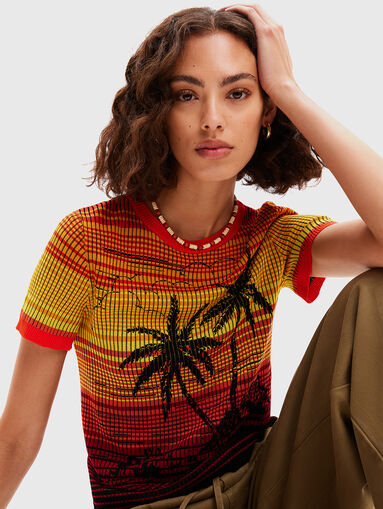 Knitted viscose blend T-shirt  - 4