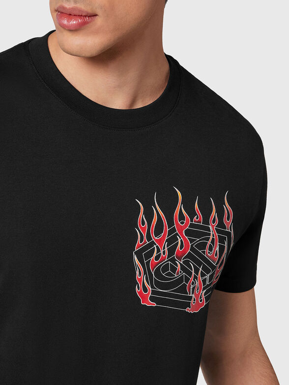 HEXAGON black T-shirt with logo print  - 4