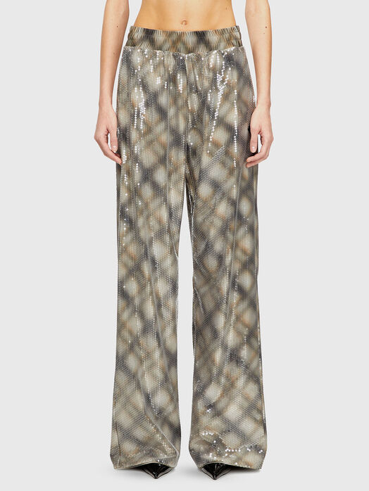 P-ERQUEEN checked trousers with sequins