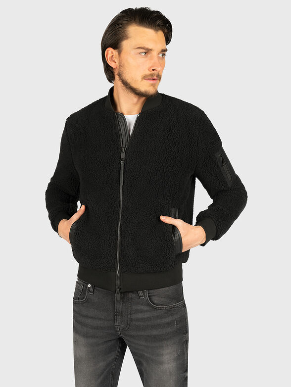 Bomber jacket with faux leather details - 1