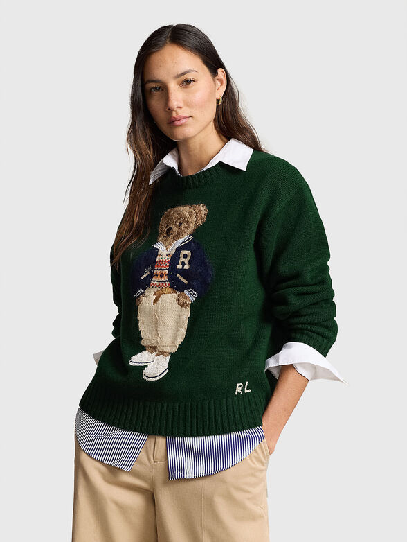 Green wool and cashmere sweater - 1
