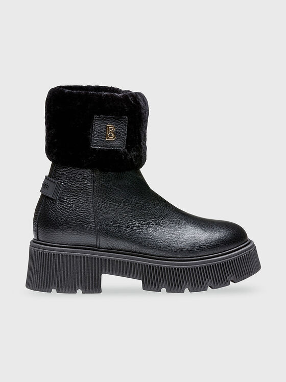 TURIN leather boots with wool detail - 1