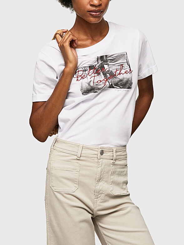 NICOLE white T-shirt with print - 1