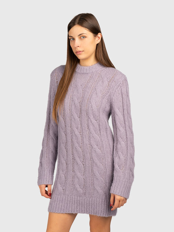 Wool blend dress with round neck - 1