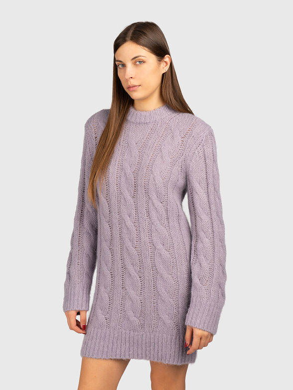 Wool blend dress with round neck - 1