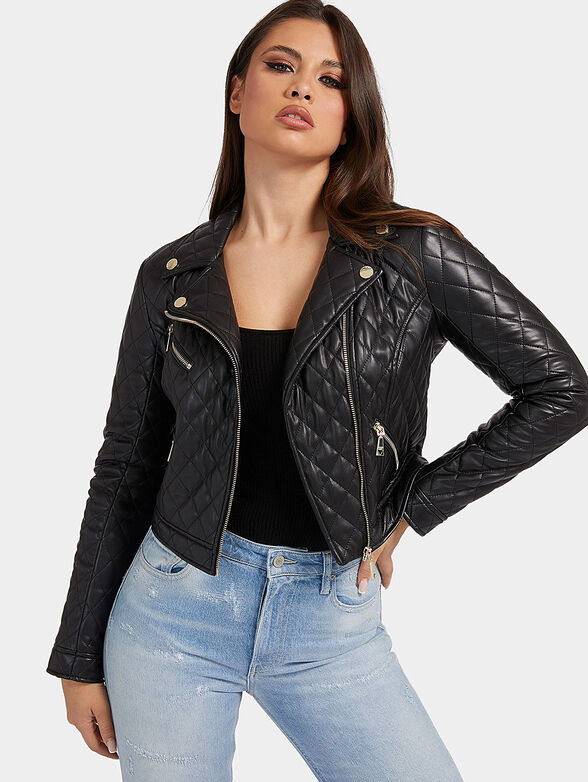 Faux leather jacket with quilted effect - 1