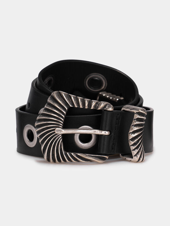 The Kooples silver black genuine leather belt THE KOOPLES - Black leather belt with silver hardware  main image 2