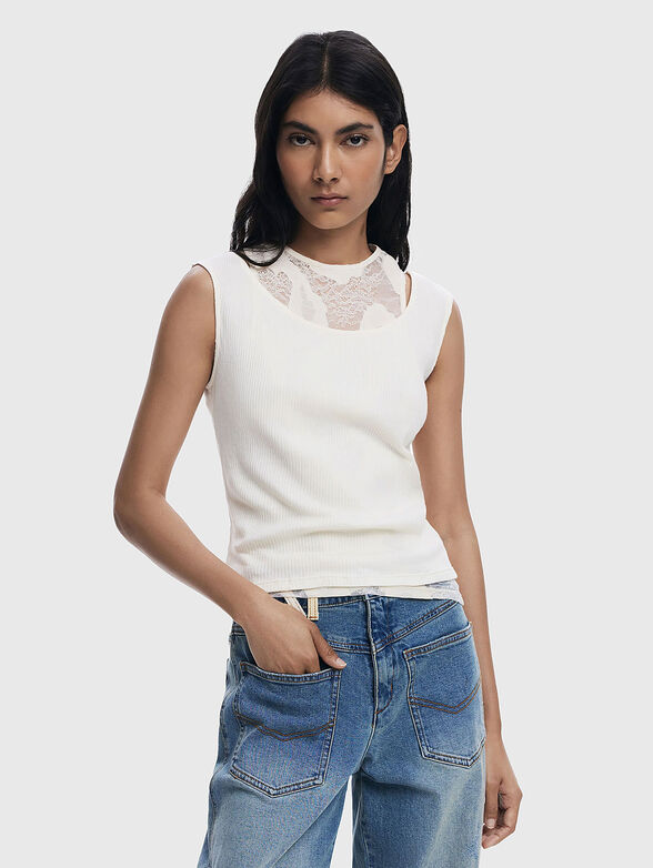 Top with lace accent - 1