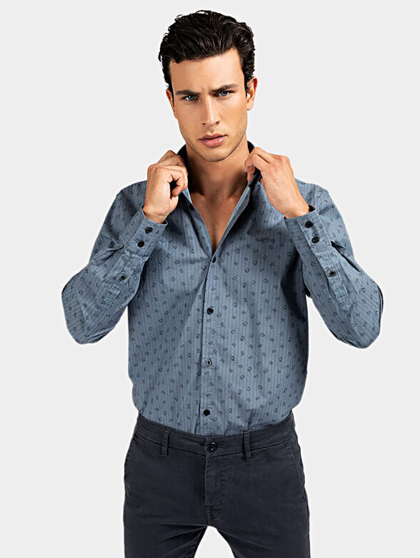 Cotton shirt with logo print - 1