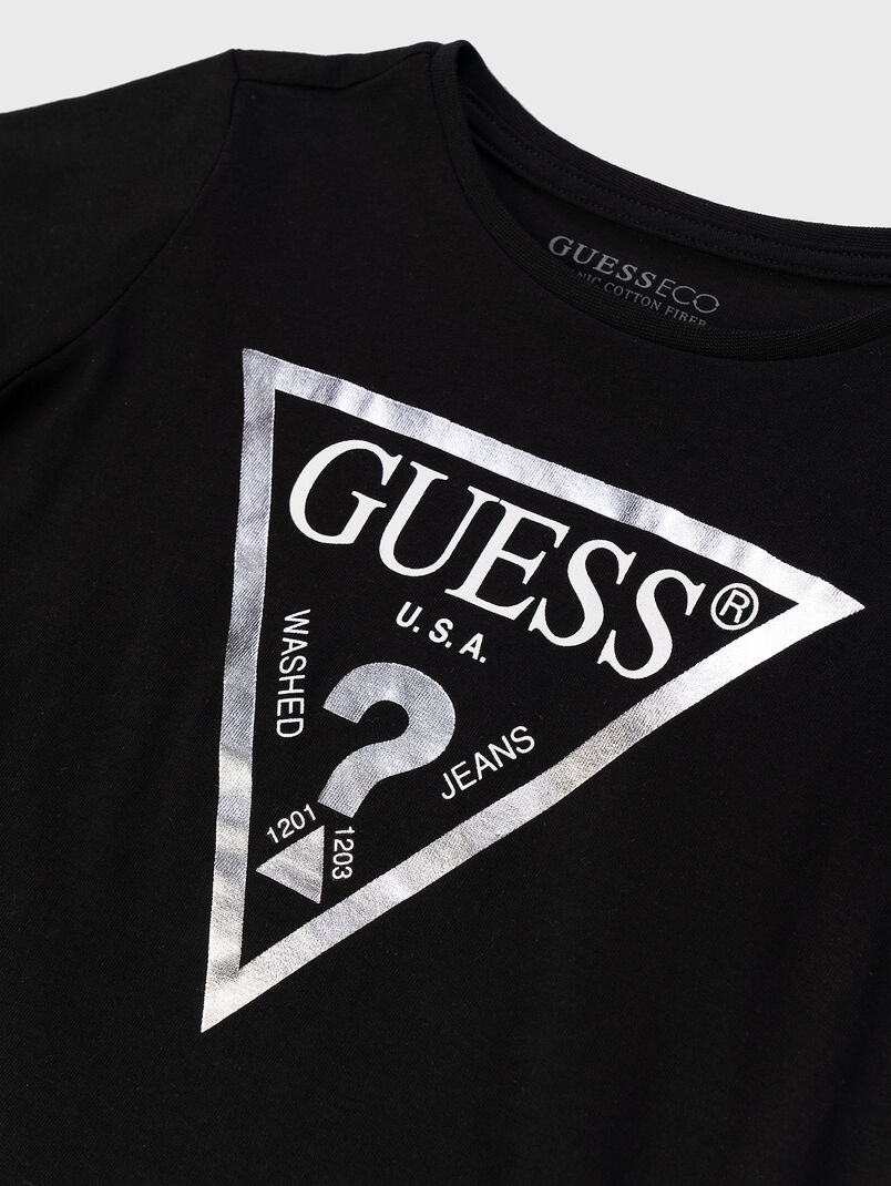 Black T-shirt with logo print - 3