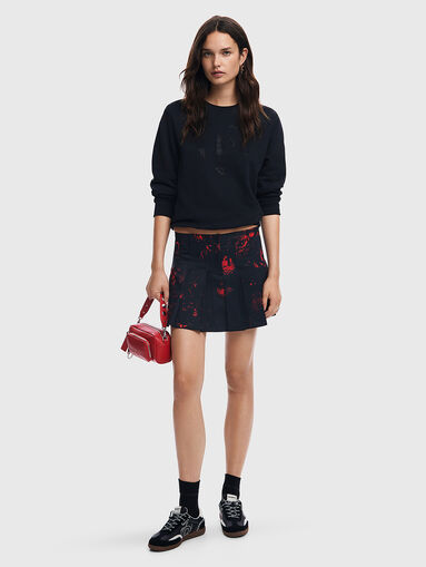 Pleated mini skirt with contrast print - 5