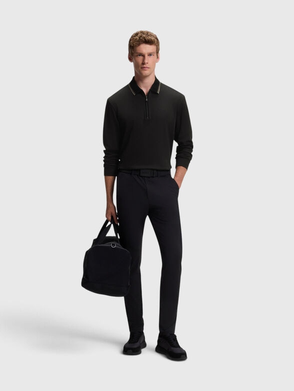 Cotton polo-shirt with striped collar - 2
