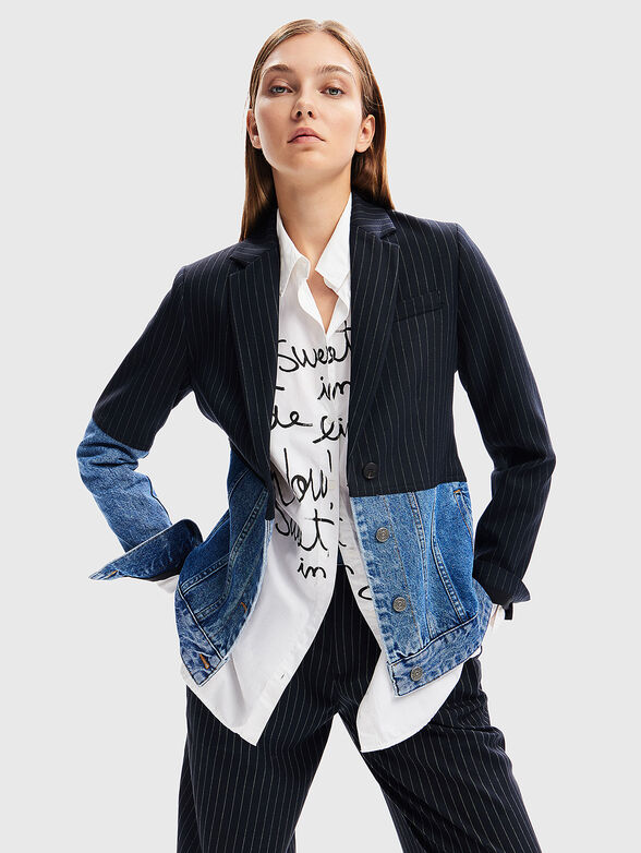 Blazer with denim accent - 1