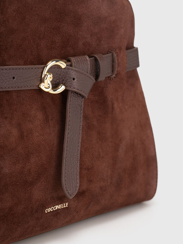 Big suede bag with leather details - 5