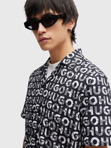 ELLINO cotton shirt with monogram logo print - 5