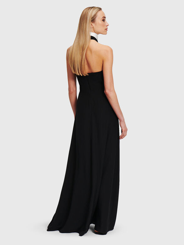 Black maxi dress with removable collar - 2