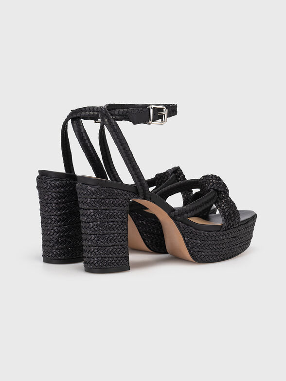 Black nappa leather heeled sandals - 3