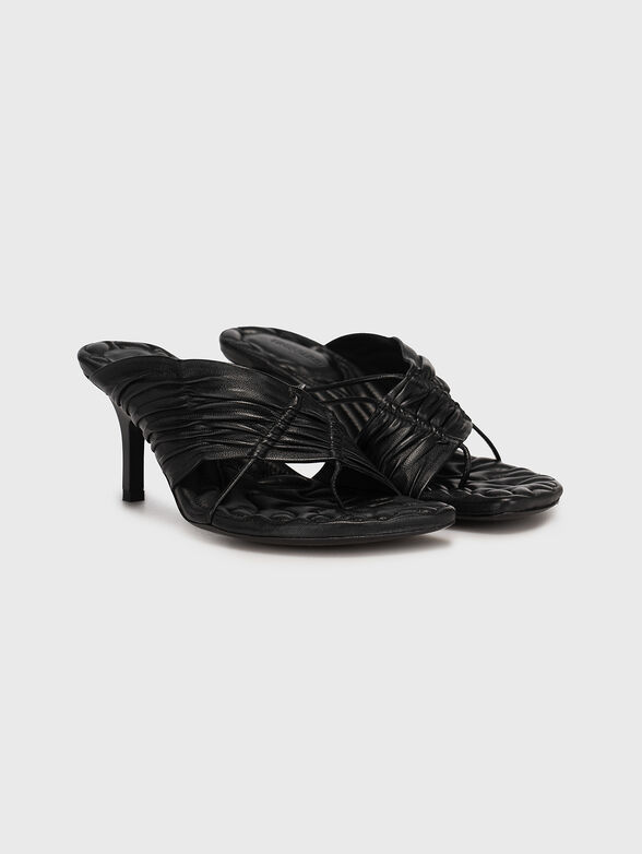 Leather mules a heel - 2