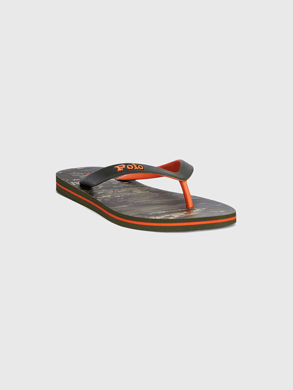 Slippers with floral print and contrast logo - 2