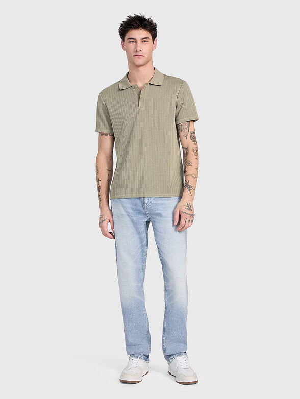 Textured polo shirt with buttons  - 1