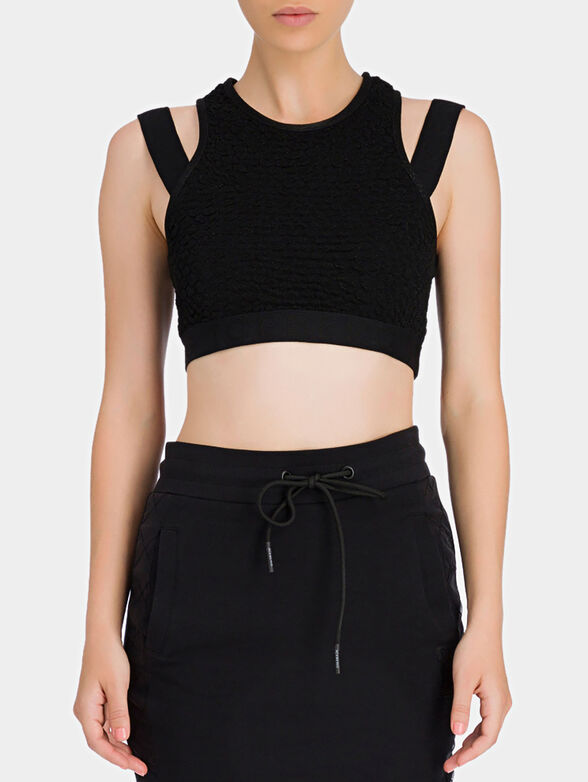 Cropped top with branded straps - 1