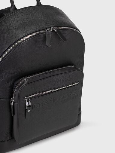 Leather backpack with logo accent - 5