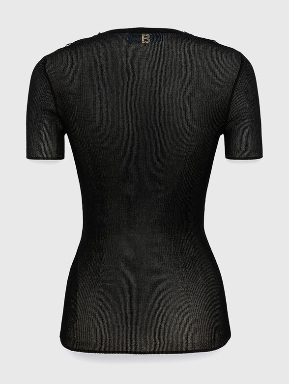 Short sleeved V-neck sweater - 2