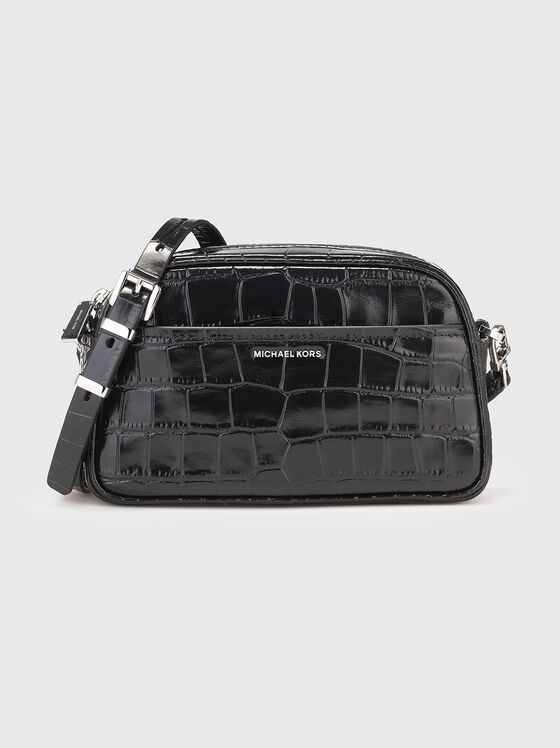 Кожена кросбоди чанта с кроко ефект - 1