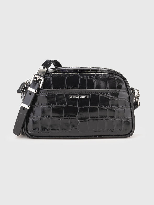 Leather crossbody bag with croco effect - 1