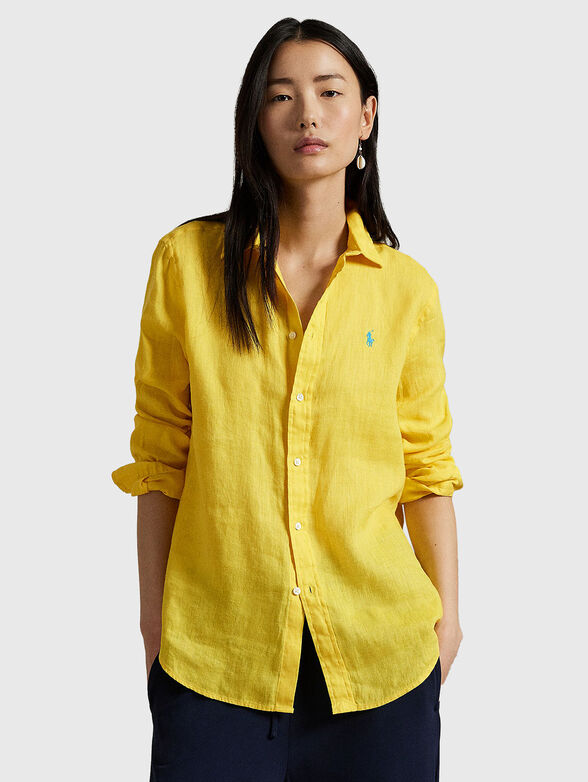 Linen shirt with logo embroidery - 0