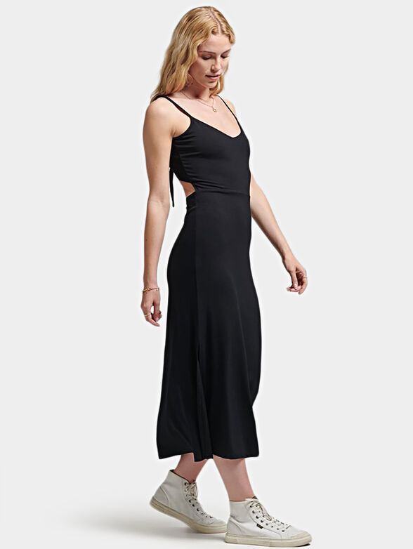 Black dress with open back and thin straps - 3