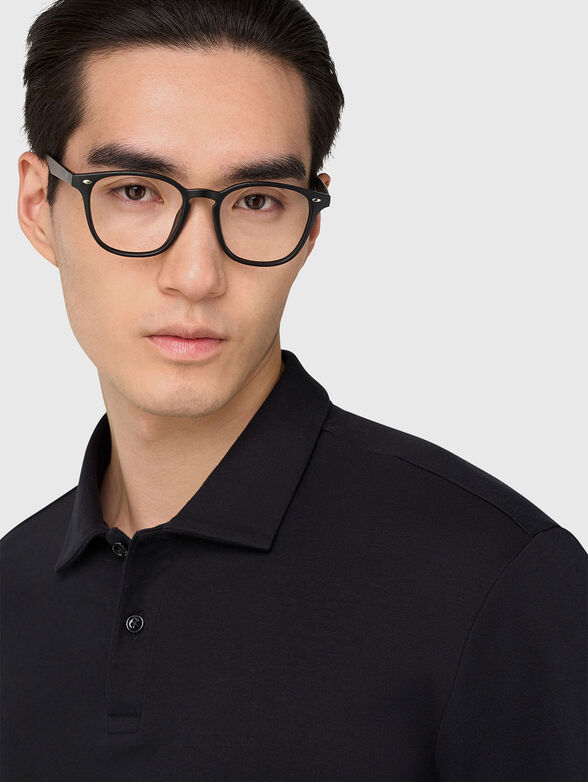 Cotton polo shirt in black - 4