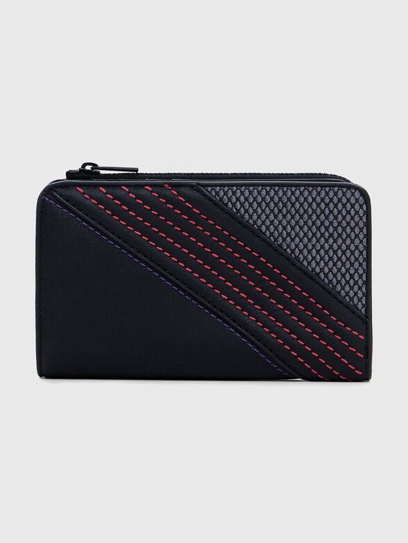 Black wallet with contrast stitching - 1