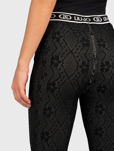 Sports pants with floral print and logo - 3