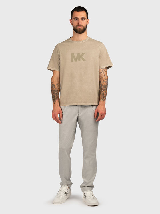 Cotton T-shirt with oval neckline and logo - 2